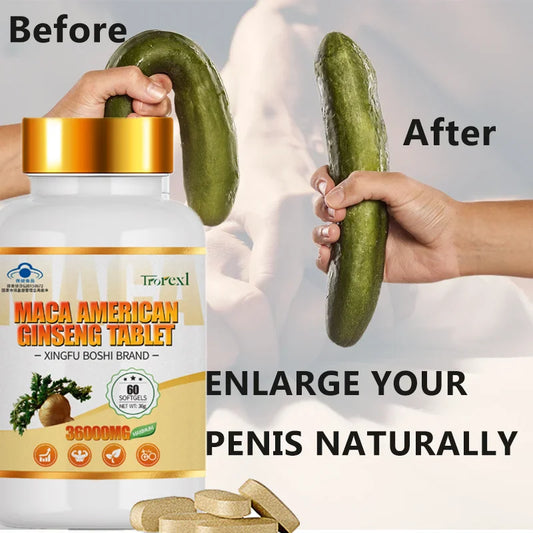 Organic Maca American Ginseng pill - 60 Tablets 100% Pure Non-GMo Supports Reproductive Health Natural Energizer