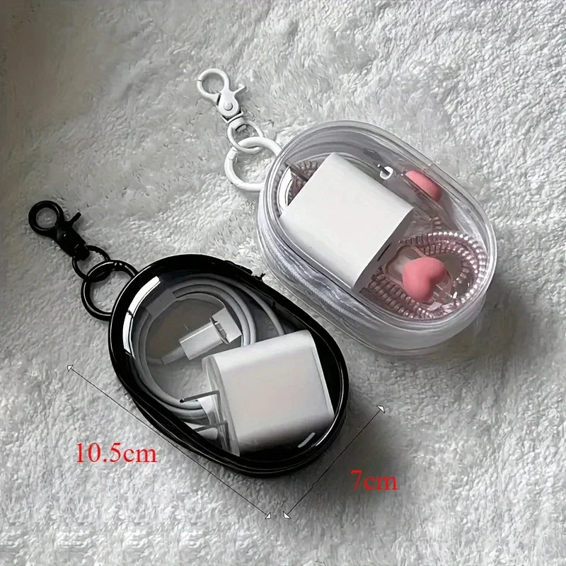 Mini Charging Cable Storage Bag Clear Makeup Bag Cable Organizer Box Mobile Phone Charger Portable Headphone Storage Pouch